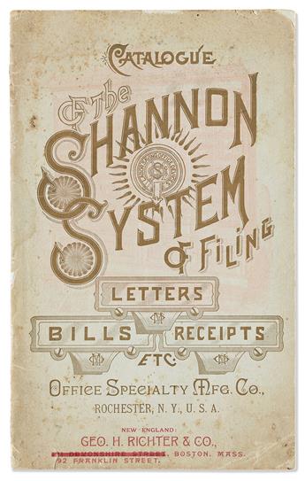 (SCIENCE & TECHNOLOGY.) Office Specialty Manufacturing Co. Illustrated Catalogue of the Shannon System of Filing Letters.